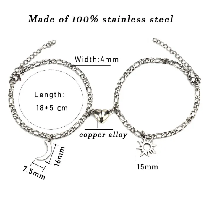 Stainless Steel Sun And Moon Bracelet Creative Sex Heart Magnet Attracts - Image 2