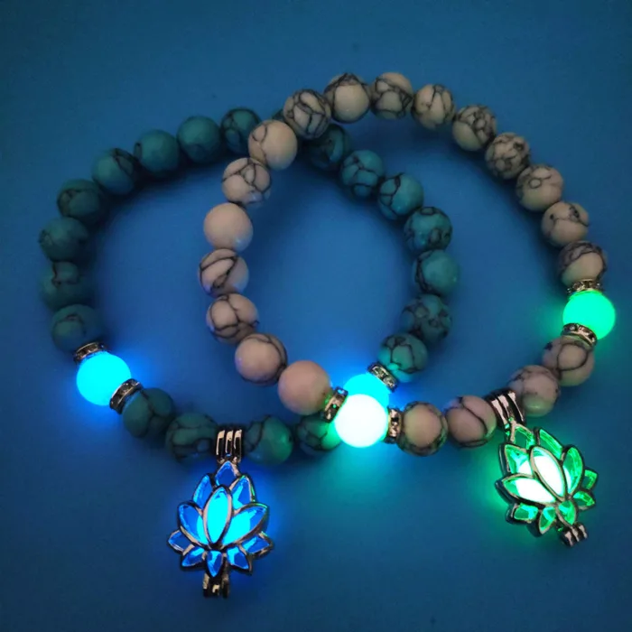 Energy Luminous Lotus Natural Stone Bracelet Yoga Healing Luminous Glow In The Dark Charm Beads Bracelet For Men Women Prayer Buddhism - Image 5