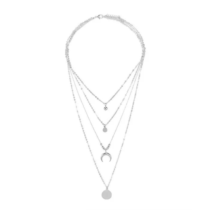 Multi-layer Moon Pendant Necklaces for Women Bohemian Wafer Elegant Necklace - Image 12