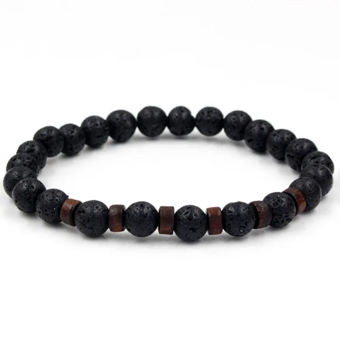 Personality Men's Black Volcanic Stone Bracelet - Image 8