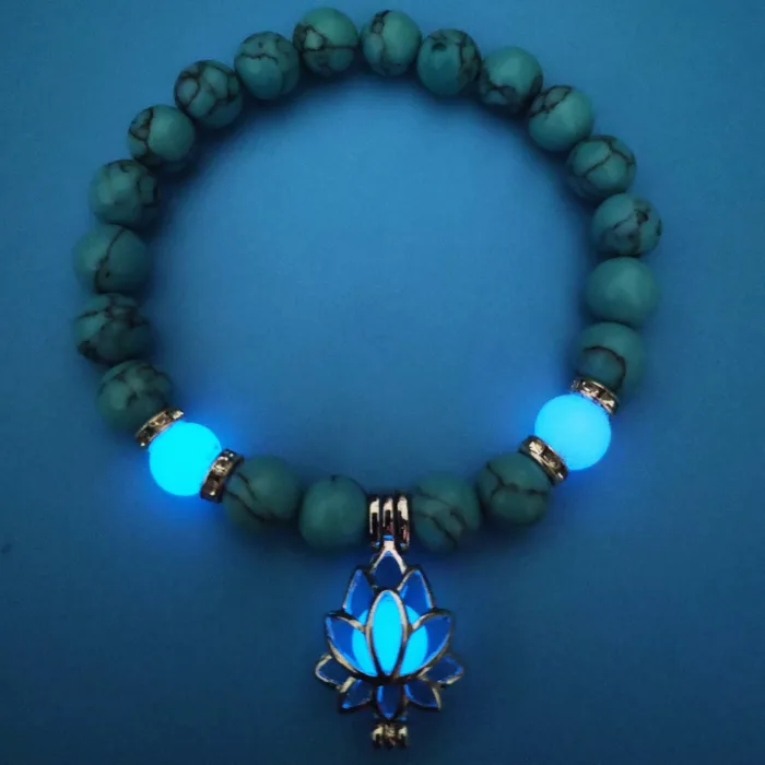 Energy Luminous Lotus Natural Stone Bracelet Yoga Healing Luminous Glow In The Dark Charm Beads Bracelet For Men Women Prayer Buddhism - Image 6