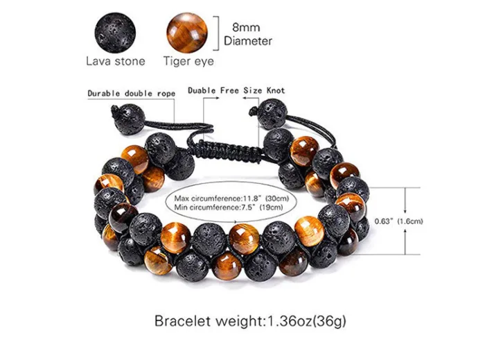 Tiger Eye Couple Bracelets Matte Black Agate Beads Bracelet - Image 3