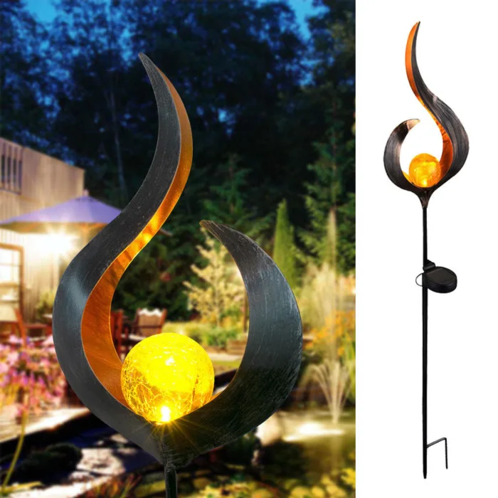 LED Solar Flame Light Metal LED Garden Light Flame Effect Lamp Waterproof Outdoor Lights Landscape Lights Solar Decorative Light - Image 9