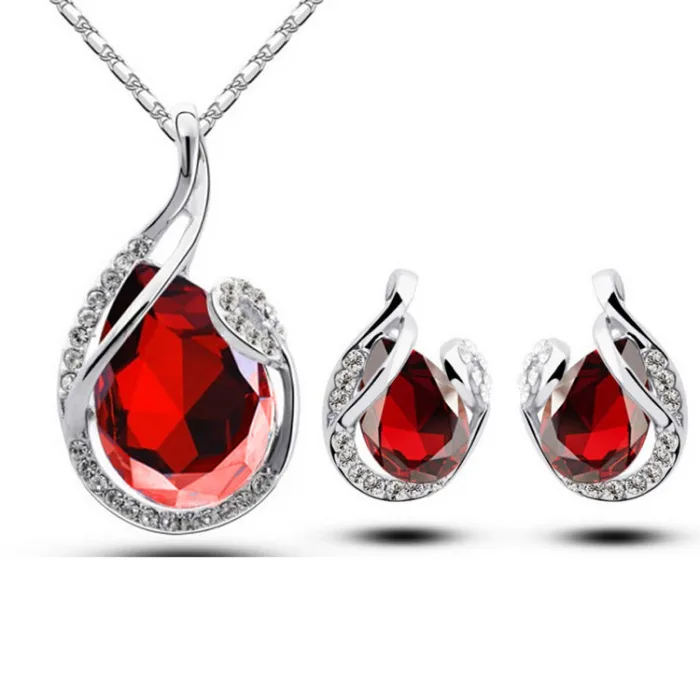 3pcs Rhinestone Necklace Set With Earrings Fashion Water-drop-shaped Jewelry For Women Valentine's Day - Image 6