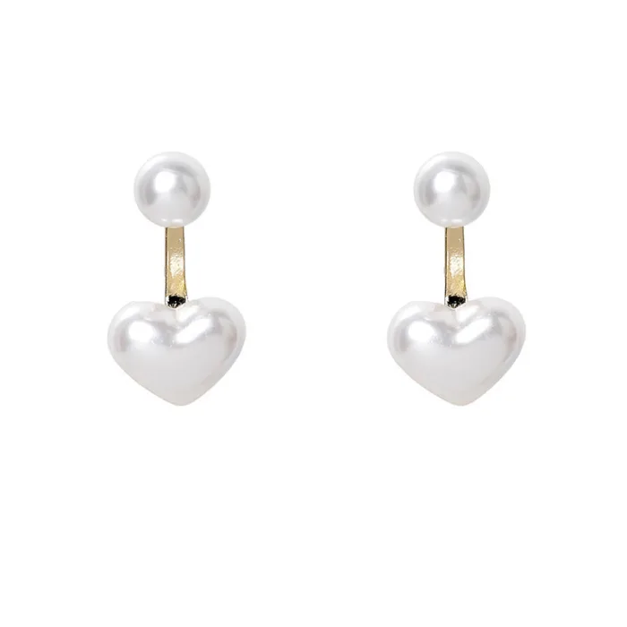 Simple Temperament Love Pearl Stud Earrings - Image 2