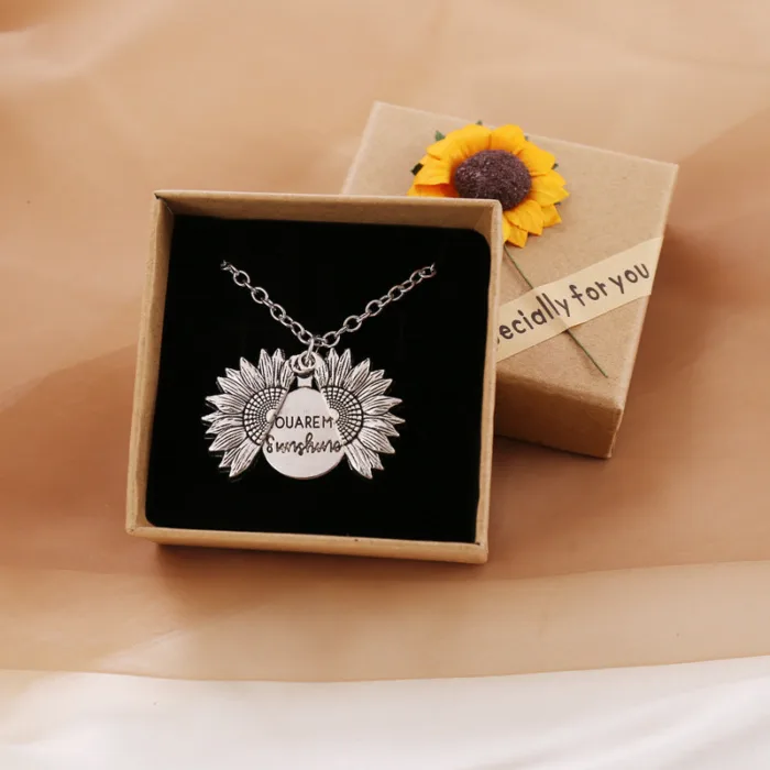 You Are My Sunshine Sunflower Necklace Women Men - Image 14