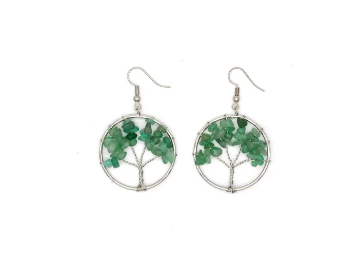 Natural Crystal Crushed Stone Tree Wishing Tree Earrings Crystal Tree Earrings Jewelry - Image 4