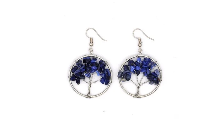 Natural Crystal Crushed Stone Tree Wishing Tree Earrings Crystal Tree Earrings Jewelry - Image 3