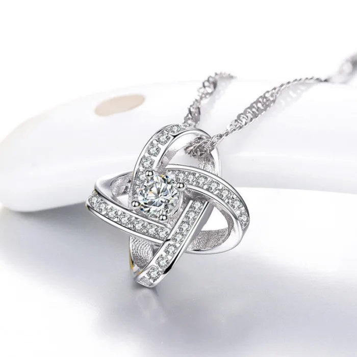 925 Sterling Silver Necklace For Women Forever Heart AAA Zircon Mosaic Necklaces & Pendants Gift - Image 3