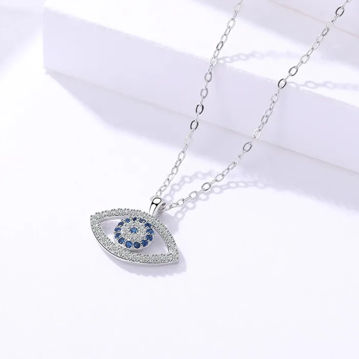 s925 Sterling Silver Jewelry European and American Atmospheric Demon Eye Necklace Eye Pendant - Image 2