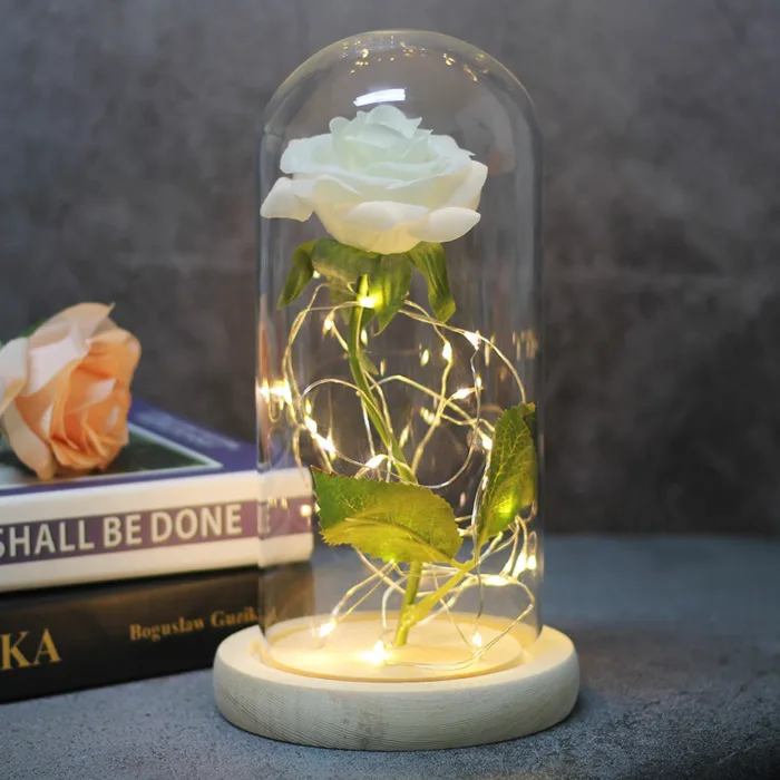 Mothers Day Wedding Favors Bridesmaid Gift Immortal Simulation Rose Glass Cover Luminous Led Ornament - Image 13