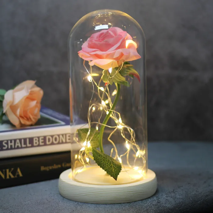 Mothers Day Wedding Favors Bridesmaid Gift Immortal Simulation Rose Glass Cover Luminous Led Ornament - Image 10