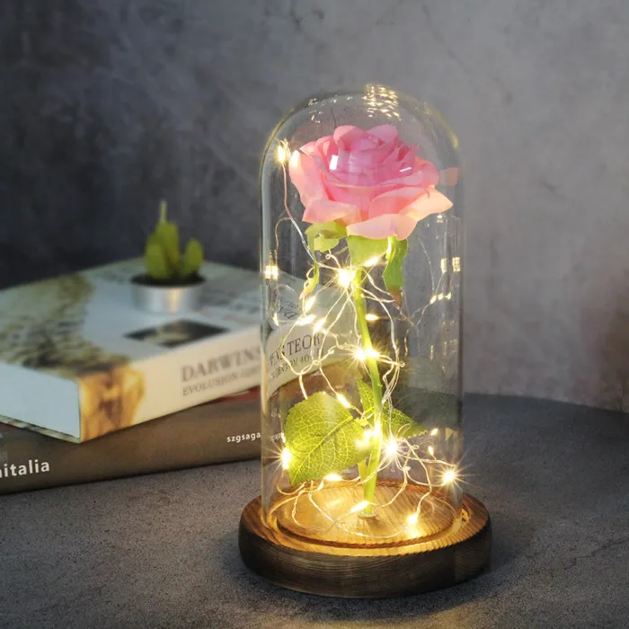 Mothers Day Wedding Favors Bridesmaid Gift Immortal Simulation Rose Glass Cover Luminous Led Ornament - Image 11