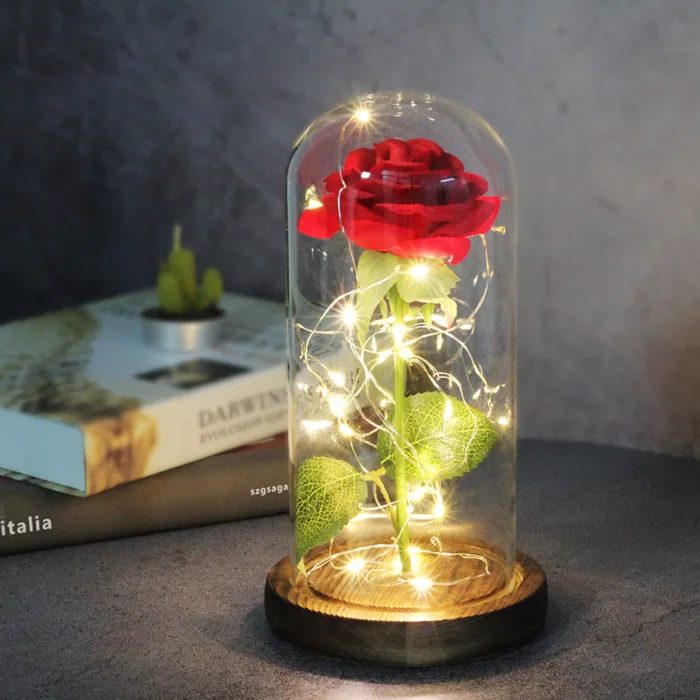 Mothers Day Wedding Favors Bridesmaid Gift Immortal Simulation Rose Glass Cover Luminous Led Ornament - Image 9