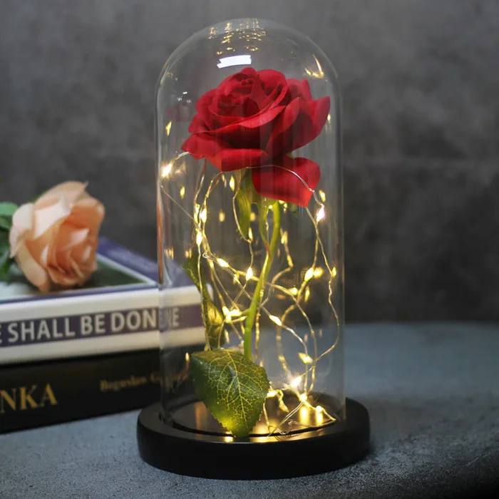 Mothers Day Wedding Favors Bridesmaid Gift Immortal Simulation Rose Glass Cover Luminous Led Ornament - Image 7