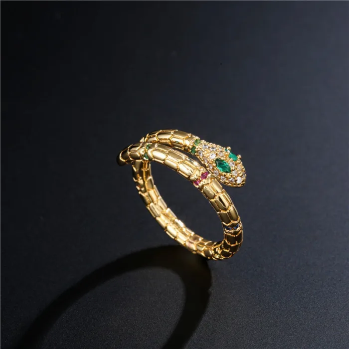 Fashion Gold Color Snake Ring For Women Girl Adjustable Exquisite Shiny Cubic Zirconia Finger Ring Wedding Jewelry Gift - Image 4