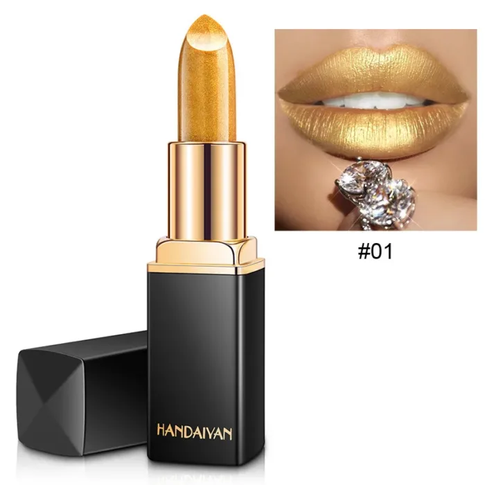 Shiny Metallic Lipstick Pearlescent Color Temperature Change Lipstick Gilt Lipstick - Image 3