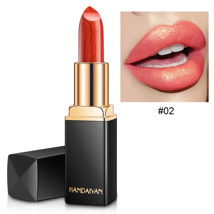 Shiny Metallic Lipstick Pearlescent Color Temperature Change Lipstick Gilt Lipstick - Image 2