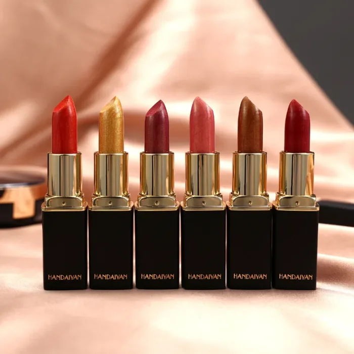 Shiny Metallic Lipstick Pearlescent Color Temperature Change Lipstick Gilt Lipstick - Image 7