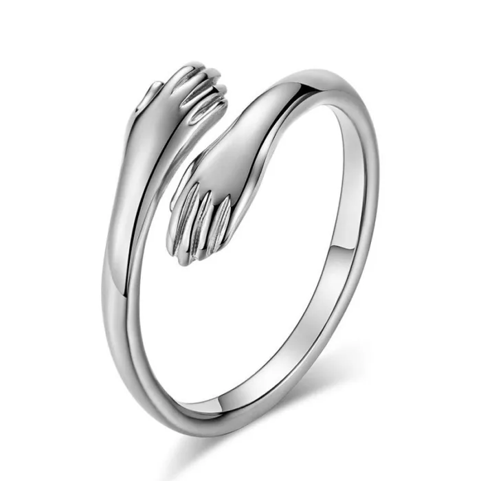 Alloy Simple Hands Hug Ring Opening Adjustable Jewelry - Image 6