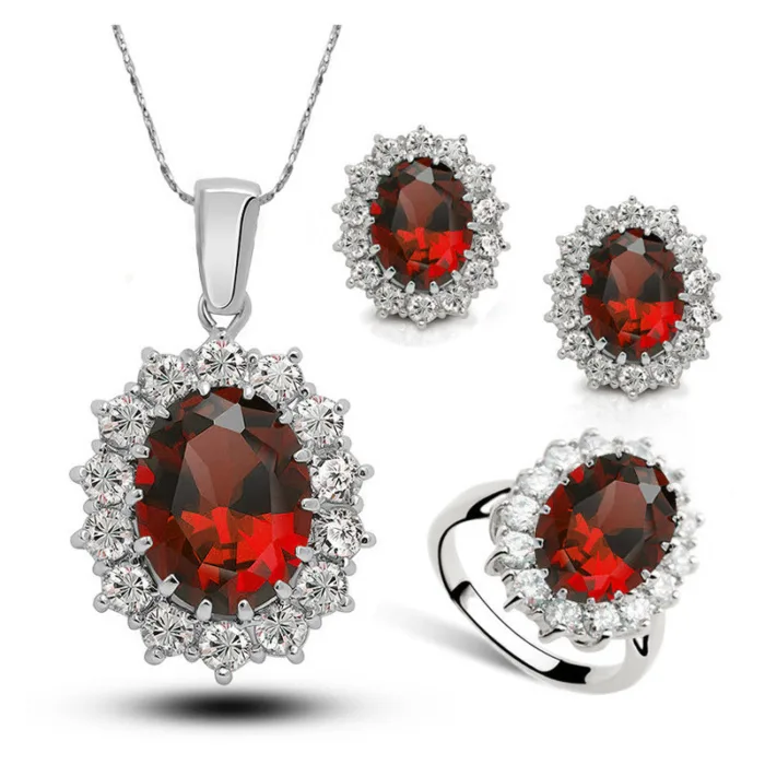 Crystal Jewelry Bridal Necklace Earrings Ring Jewelry Set - Image 4