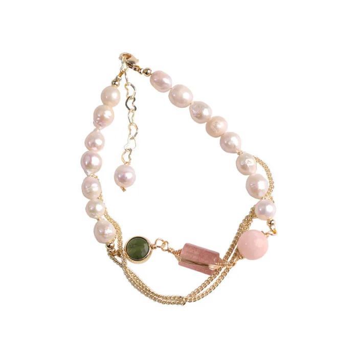 Women's Natural Freshwater Pearl Strawberry Crystal Bracelet - Image 5