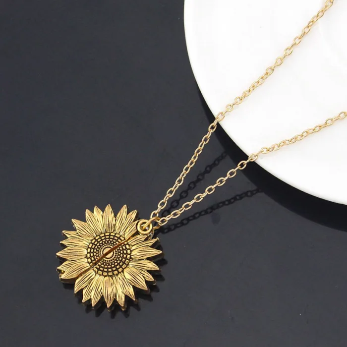 You Are My Sunshine Sunflower Necklace Women Men - Image 7