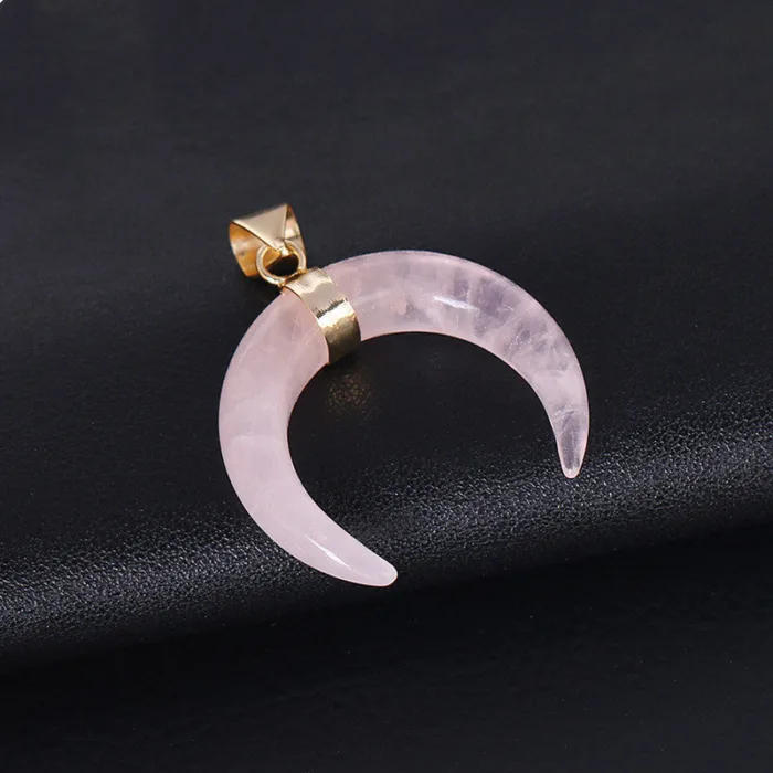 Crystal Semi-precious Stone Moon Pendant Necklace - Image 5