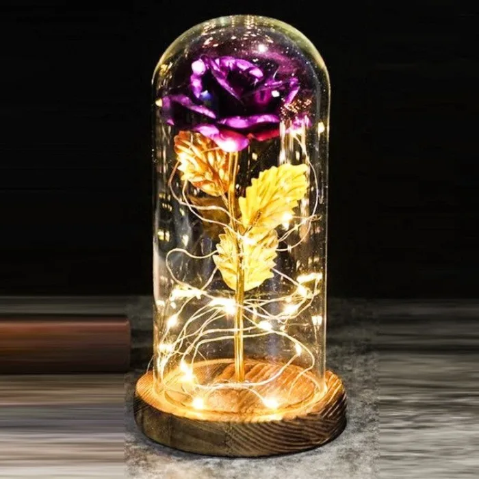 Mothers Day Wedding Favors Bridesmaid Gift Immortal Simulation Rose Glass Cover Luminous Led Ornament - Image 18