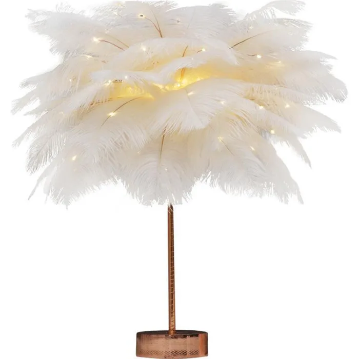 Feather Lamp Nordic Desk Lamp European-Style Bedroom Bedside Feather Table Lamp Night Light Table Lamp Decoration Modern - Image 9