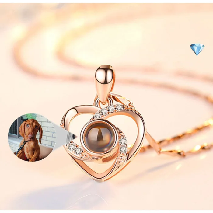 S925 Silver Romantic Colorful Photo Projection Necklace Heart Shaped Pendant Necklace - Image 8