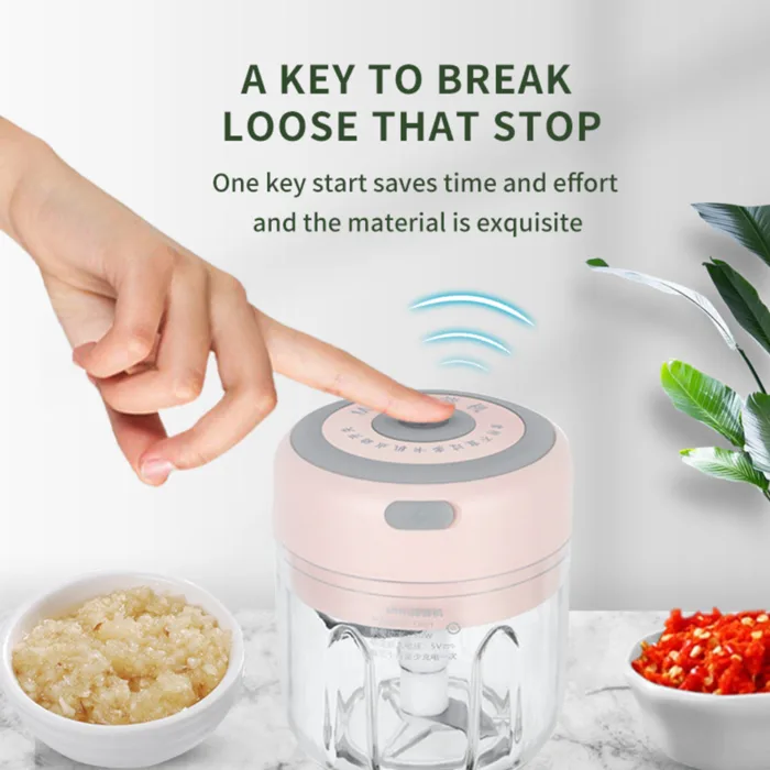 Mini Electric Garlic Chopper USB Charging Ginger Masher Machine Sturdy Durable Chili Vegetable Crusher Kitchen Tool - Image 4