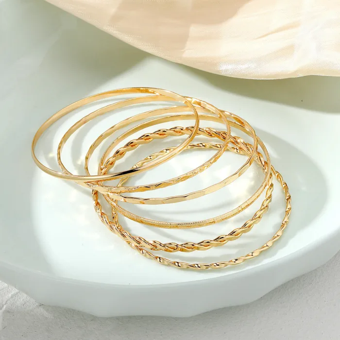 Bohemian Metal Chain Bracelet Set For Women Geometric Gold Color Thick Link Chain  Bangle Female Fashion Jewelry - Image 4