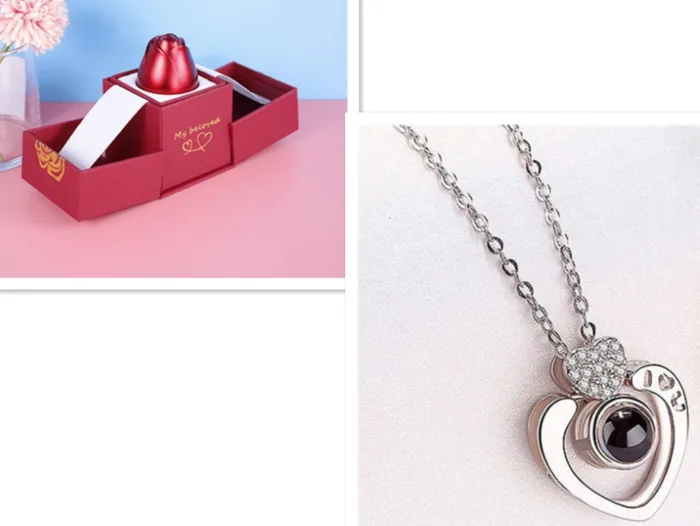 Hot Valentine's Day Gifts Metal Rose Jewelry Gift Box Necklace For Wedding Girlfriend Necklace Gifts - Image 23