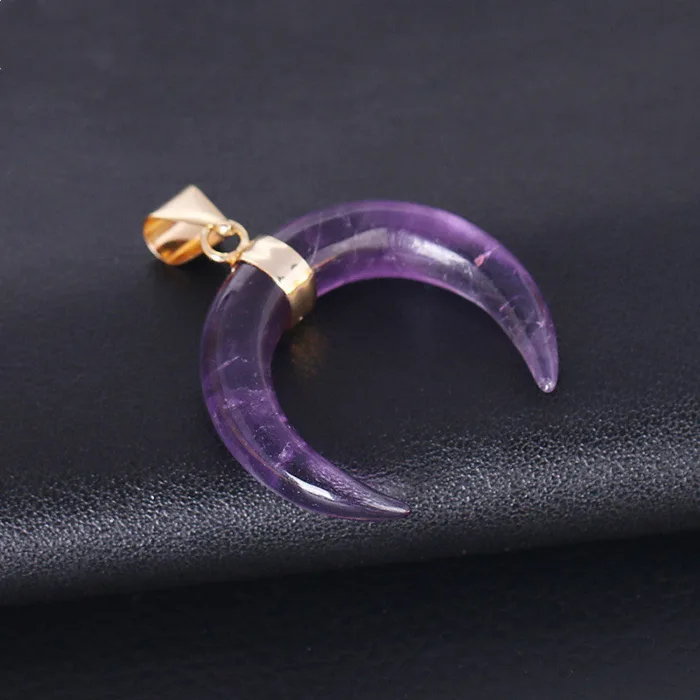 Crystal Semi-precious Stone Moon Pendant Necklace - Image 7