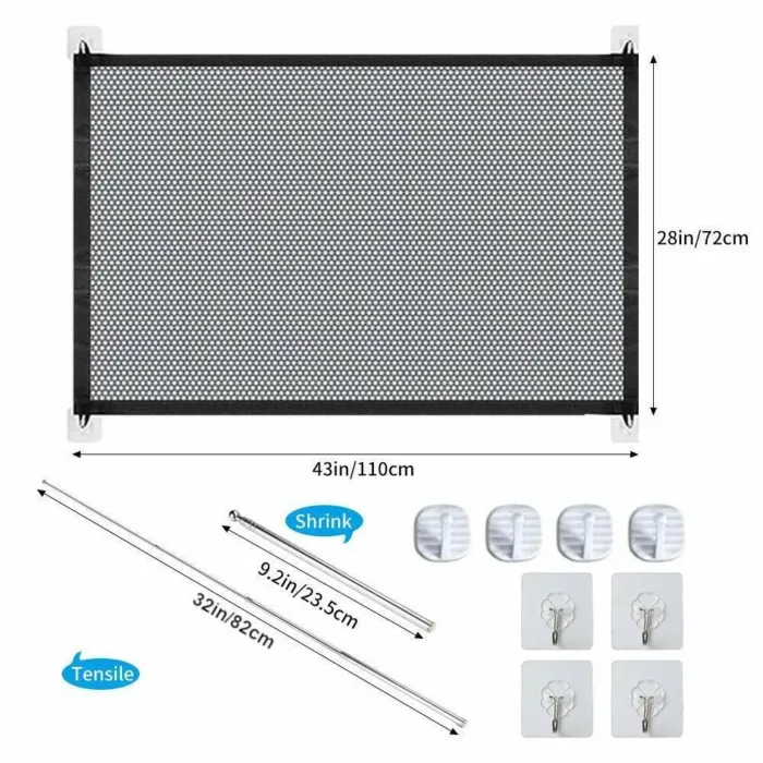 Pets Dog Cat Baby Safety Gate Mesh Fence Magic Portable Guard Net Stairs Doors - Image 2