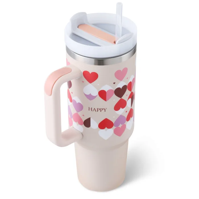 40 Oz Tumbler With Handle Straw Insulated, Stainless Steel Spill Proof Vacuum Coffee Cup Tumbler With Lid Tapered Mug Gifts For Valentine Lover Suitable For Car Gym Office Travel - Image 12