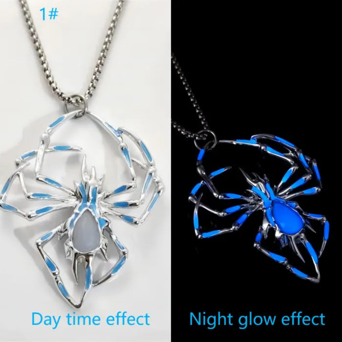 Halloween Creative Stereo Luminous Spider Necklace Jewerly Glowing Night Fluorescence Antique Vintage Glow In The Dark For Men Women Gift Party Halloween Day Club - Image 5