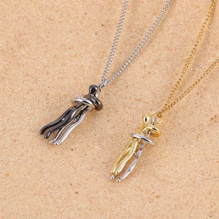 Hot Sale Affectionate Hug Necklace Couples Anniversary Valentine's Day  Gift Fashion Punk Street Style Pendant Necklace - Image 4