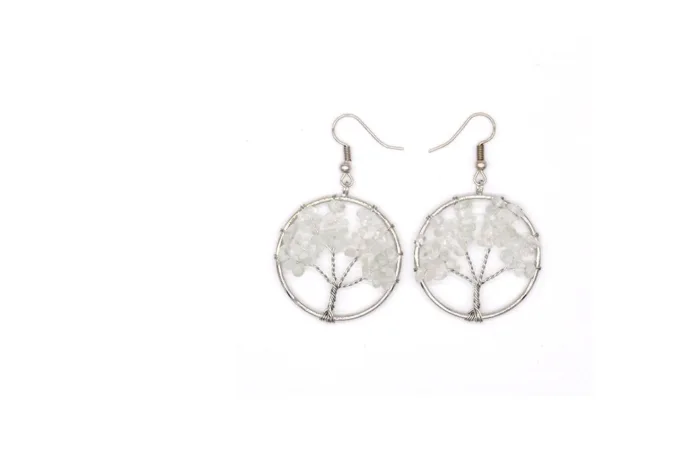 Natural Crystal Crushed Stone Tree Wishing Tree Earrings Crystal Tree Earrings Jewelry - Image 10