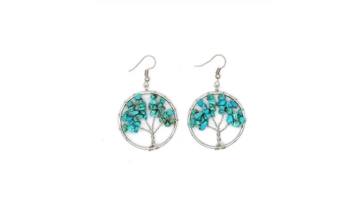 Natural Crystal Crushed Stone Tree Wishing Tree Earrings Crystal Tree Earrings Jewelry - Image 9