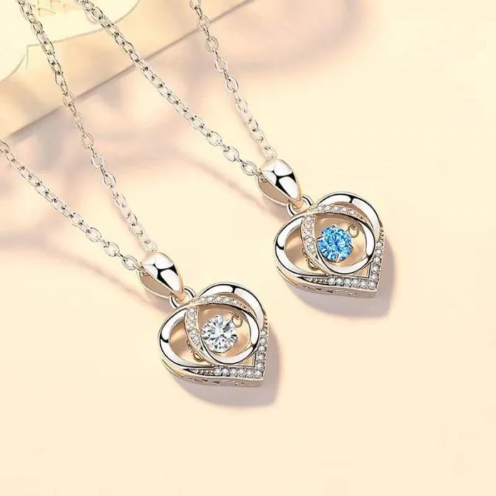 S925 Beating Heart-shaped Necklace Women Luxury Love Rhinestones Necklace Jewelry Gift For Valentine's Day - Image 6