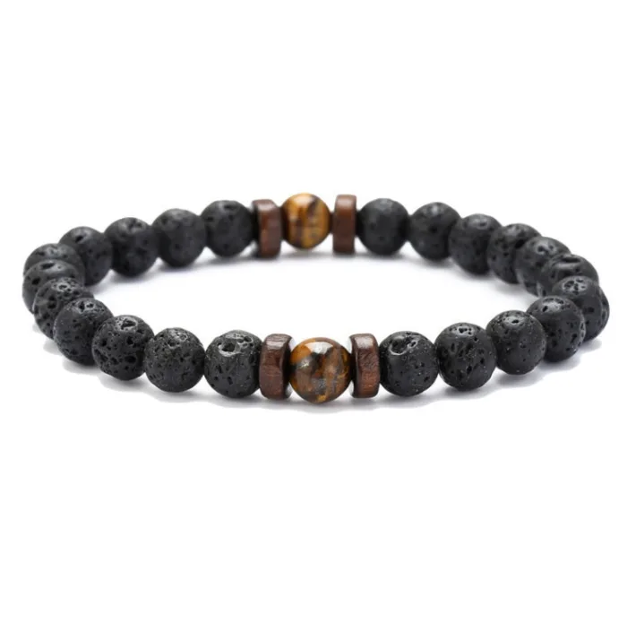 Personality Men's Black Volcanic Stone Bracelet - Image 7