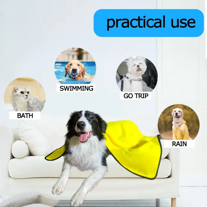 Dog Towels For Drying Dogs Drying Towel Dog Bath Towel, Quick-drying Pet Dog And Cat Towels Soft Fiber Towels Robe Super Absorbent Quick Drying Soft Microfiber Pet Towel For Dogs, Cats Yellow - Image 2