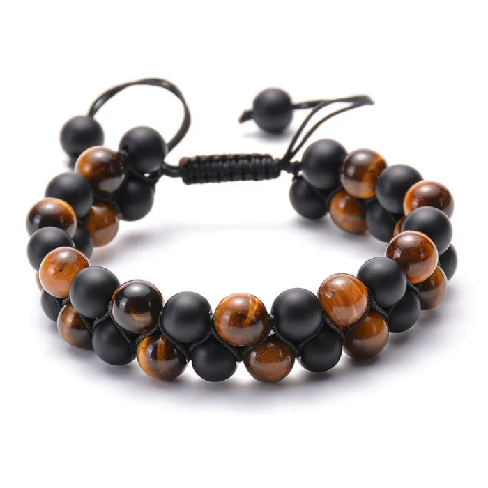 Tiger Eye Couple Bracelets Matte Black Agate Beads Bracelet - Image 9