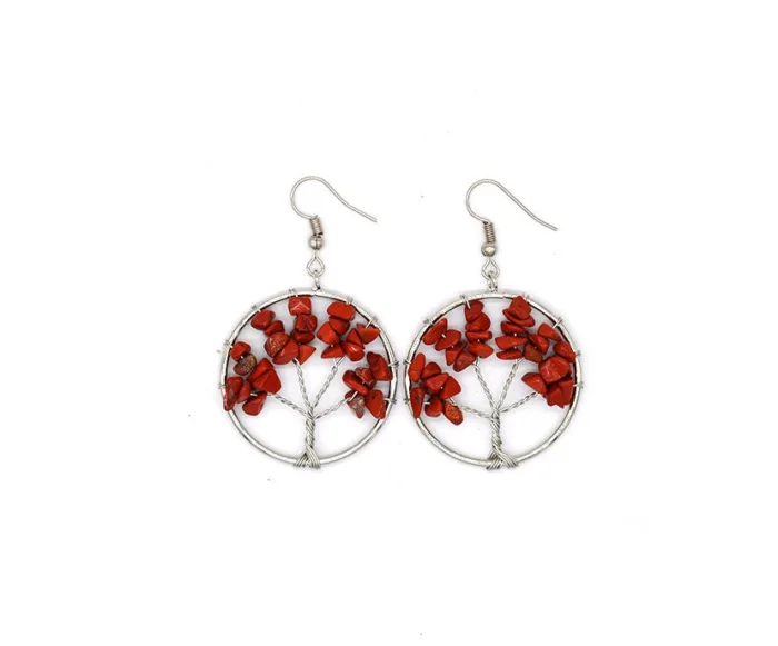 Natural Crystal Crushed Stone Tree Wishing Tree Earrings Crystal Tree Earrings Jewelry - Image 8