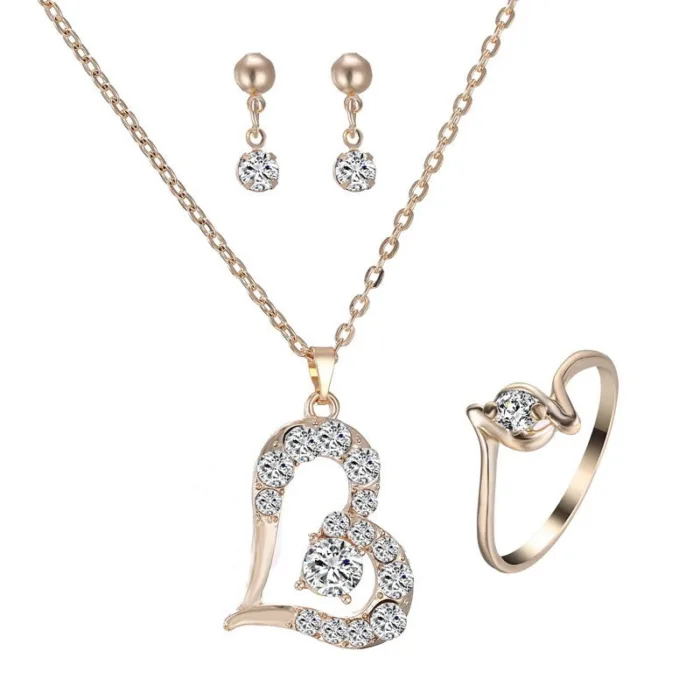 Heart Pendant Jewelry Set Rhinestone Jewellery - Image 4