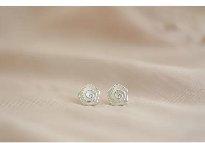 S925 Sterling Silver Spiral Flower Sterling Silver Stud Earrings - Image 5