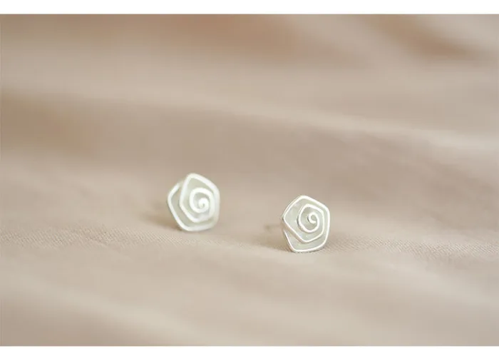 S925 Sterling Silver Spiral Flower Sterling Silver Stud Earrings - Image 2