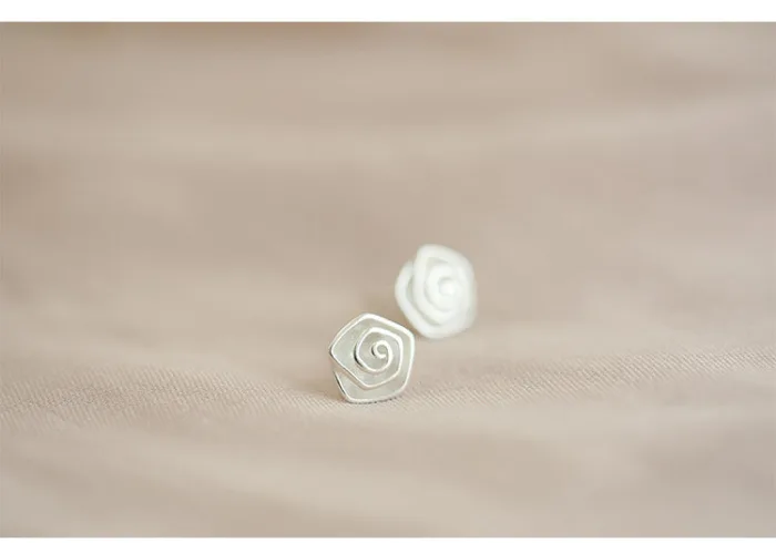 S925 Sterling Silver Spiral Flower Sterling Silver Stud Earrings - Image 3